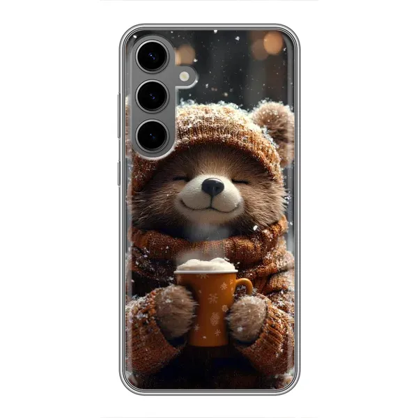 Чехол с рисунком «Медвежонок с кофе» для Samsung Galaxy S24 Plus Чехол с рисунком «Медвежонок с кофе» для Samsung Galaxy S24 Plus