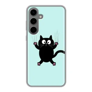 Силиконовый чехол с котиком для Samsung Galaxy S24 Plus (Падающий кот)