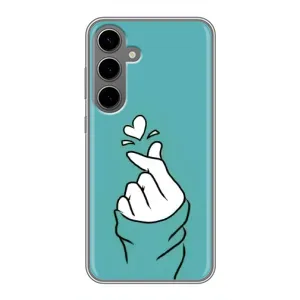 Чехлы (Знак сердечка) на Samsung Galaxy S24 Plus (Сердечко на бирюзовом)