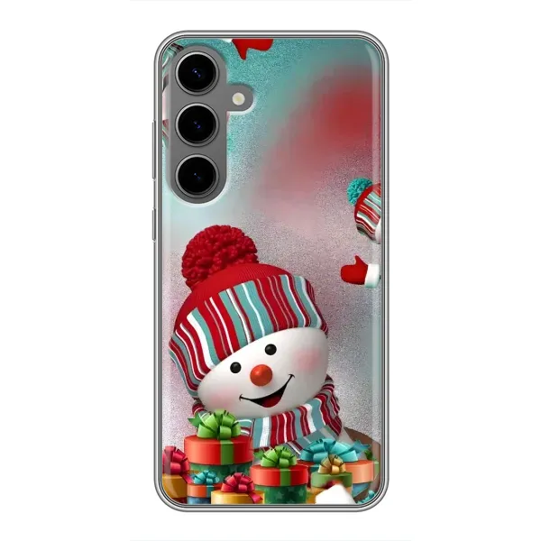Чехол с рисунком «Снеговик в шапке» для Samsung Galaxy S24 Plus