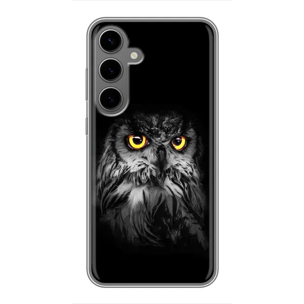 Чехол с рисунком «Сова на чёрном» для Samsung Galaxy S24 Plus Чехол с рисунком «Сова на чёрном» для Samsung Galaxy S24 Plus