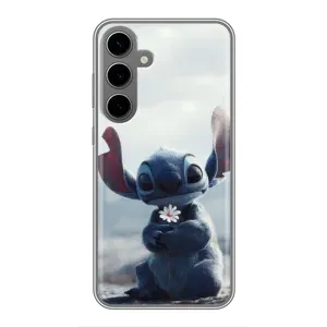 Чехол с рисунком Стич для Samsung Galaxy S24 Plus (Стич с цветочком)