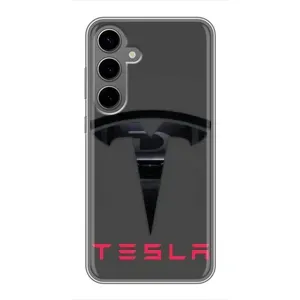 Силіконовий бампер з картинкою машини на Samsung Galaxy S24 Plus (Logo TESLA)