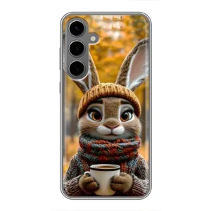 Друкований чохол 'Звірята з кавою' для Samsung Galaxy S24 Plus (Зайчик з кавою)
