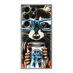 Силиконовый Чехол с Енотами на Samsung Galaxy S24 Ultra (Енот в очках)