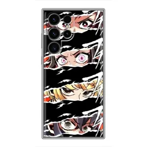Силиконовые чехлы с глазами Anime для Самсунг С24 Ультра (Глаза на чорном)