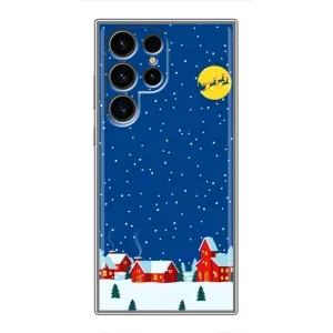 Силиконовый бампер на рождество для Samsung Galaxy S24 Ultra (Город в снегу)