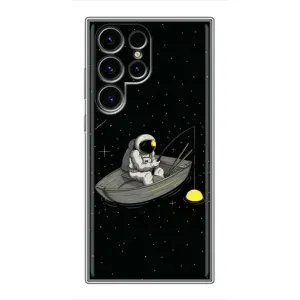 Силиконовый Чехол с принтом "Космонавты" на Samsung Galaxy S24 Ultra (Космонавт на рыбалке)