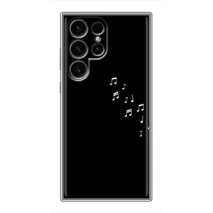 Чехол с картинками на черном фоне для Samsung Galaxy S24 Ultra (Ноты)