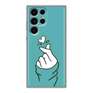 Чехлы (Знак сердечка) на Samsung Galaxy S24 Ultra (Сердечко на бирюзовом)