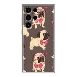 Чехол (ТПУ) Милые собачки для Samsung Galaxy S24 Ultra (Собачки Мопсики)