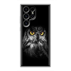 Чехлы с принтом СОВЫ для Samsung Galaxy S24 Ultra (Сова на чёрном)