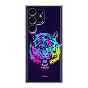 Силиконовый бампер с картинкой животных для Samsung Galaxy S24 Ultra (Тигр-Арт)
