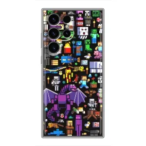 Чехол майнкрафт для Samsung Galaxy S24 Ultra (Все персонажи)