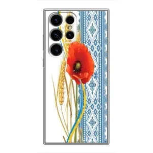 Силиконовый Чехол на Samsung Galaxy S24 Ultra с картинкой Вышиванки (Вышиванка с цветком)