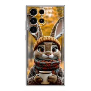 Печатный чехол «Зверята с кофе» для Samsung Galaxy S24 Ultra (Зайчик с кофе)