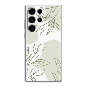 Чехол цветочный дизайн для Samsung Galaxy S24 Ultra (Зелёный дизайн)