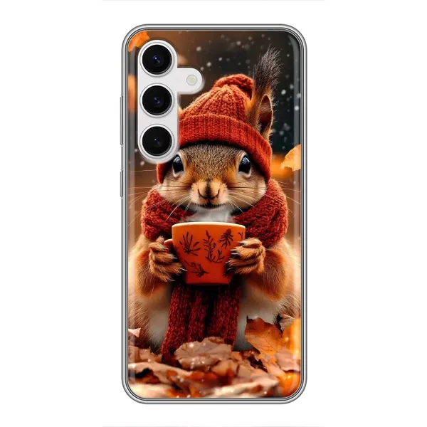 Чехол с рисунком «Белка с кофе» для Samsung Galaxy S24 Чехол с рисунком «Белка с кофе» для Samsung Galaxy S24