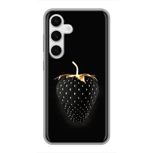 Чехол с изображением вкусной еды для Samsung Galaxy S24 (Чёрная клубника)