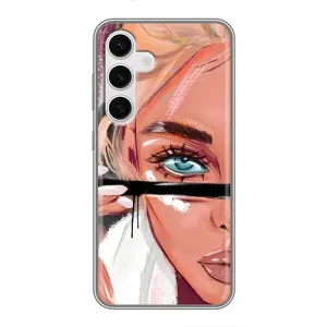 Силиконовый Чехол на Samsung Galaxy S24 с картинкой Стильных Девушек (Девушка и ресницы)