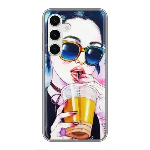 Чехол с картинкой Модные Девчонки Samsung Galaxy S24 (Девушка с коктейлем)