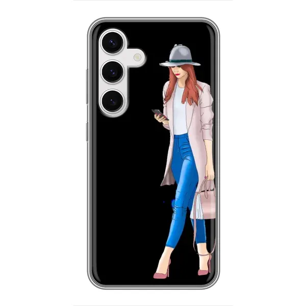 Чехол с рисунком «Девушка со смартфоном» для Samsung Galaxy S24 Чехол с рисунком «Девушка со смартфоном» для Samsung Galaxy S24