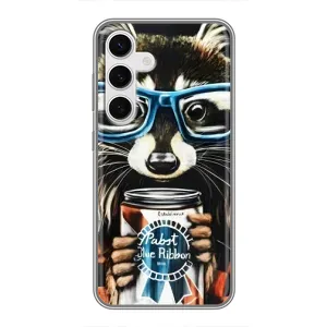 Силиконовый Чехол с Енотами на Samsung Galaxy S24 (Енот в очках)