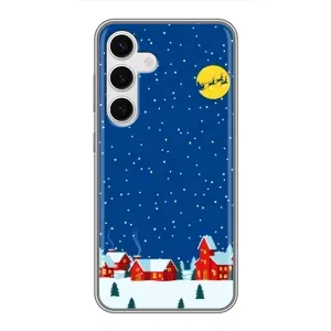 Силиконовый бампер на рождество для Samsung Galaxy S24 (Город в снегу)