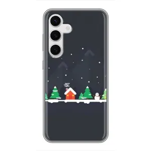 Силиконовый бампер на рождество для Samsung Galaxy S24 (Город зимний)