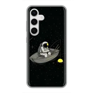 Силиконовый Чехол с принтом "Космонавты" на Samsung Galaxy S24 (Космонавт на рыбалке)