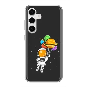 Силиконовый Чехол с принтом "Космонавты" на Samsung Galaxy S24 (Космонавт с шариками)