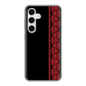 Силиконовый Чехол на Samsung Galaxy S24 (Красная Вышиванка)
