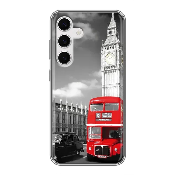 Чехол с рисунком «Красный автобус» для Samsung Galaxy S24 Чехол с рисунком «Красный автобус» для Samsung Galaxy S24