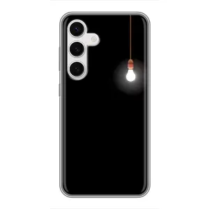 Чехол с картинками на черном фоне для Samsung Galaxy S24 (Лампочка)