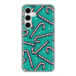 Силиконовый бампер на рождество для Samsung Galaxy S24 (Леденцы)