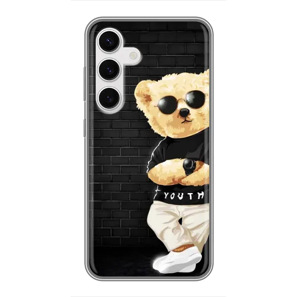 Чехол с рисунком «Мишка в очках» для Samsung Galaxy S24