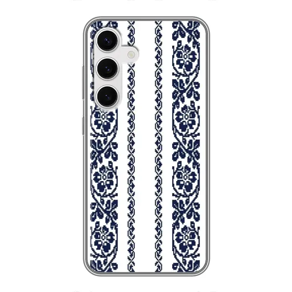 Чехол с рисунком «Синяя вышиванка» для Samsung Galaxy S24 Чехол с рисунком «Синяя вышиванка» для Samsung Galaxy S24