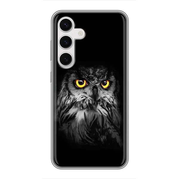 Чехол с рисунком «Сова на чёрном» для Samsung Galaxy S24 Чехол с рисунком «Сова на чёрном» для Samsung Galaxy S24