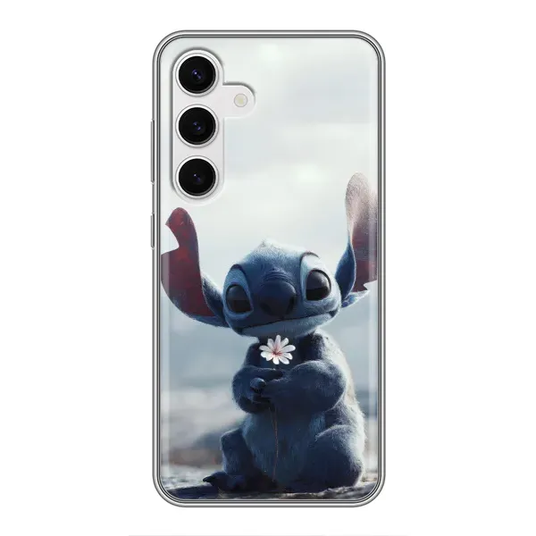 Чехол с рисунком «Стич с цветочком» для Samsung Galaxy S24 Чехол с рисунком «Стич с цветочком» для Samsung Galaxy S24