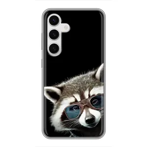 Силиконовый Чехол с Енотами на Samsung Galaxy S24 (Стильный Енот)