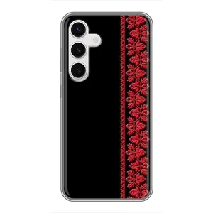 Силиконовый Чехол на Samsung Galaxy S24 с картинкой Вышиванки (Вышиванка на черном)