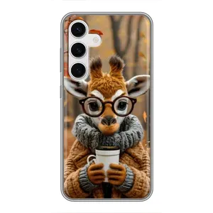 Печатный чехол «Зверята с кофе» для Samsung Galaxy S24 (Жираф с кофе)
