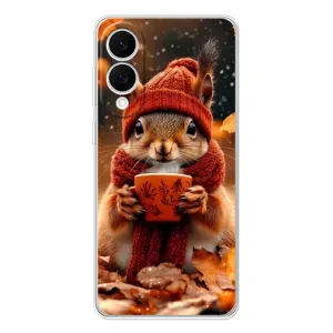 Печатный чехол «Зверята с кофе» для Samsung Galaxy S25 Edge (Белка с кофе)