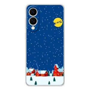 Силиконовый бампер на рождество для Samsung Galaxy S25 Edge (Город в снегу)