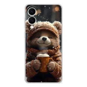 Печатный чехол «Зверята с кофе» для Samsung Galaxy S25 Edge (Медвежонок с кофе)