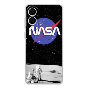 Силиконовый бампер с принтом "Наса" на Samsung Galaxy S25 Edge (Nasa на луне)