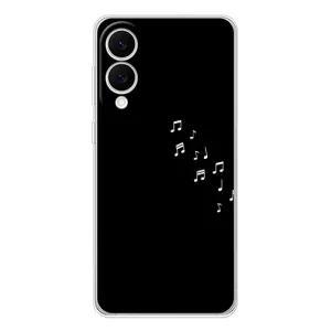 Чехол с картинками на черном фоне для Samsung Galaxy S25 Edge (Ноты)