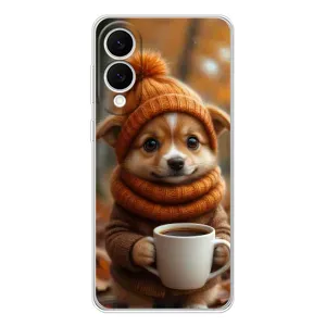 Печатный чехол «Зверята с кофе» для Samsung Galaxy S25 Edge (Собачка с кофе)