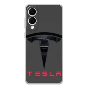 Силиконовый бампер с картинкой машины на Samsung Galaxy S25 Edge (Logo TESLA)