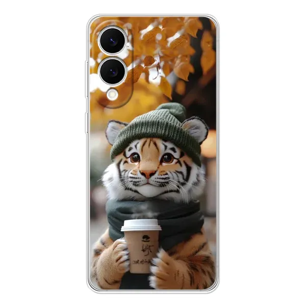 Чехол с рисунком «Тигр с кофе» для Samsung Galaxy S25 Edge
